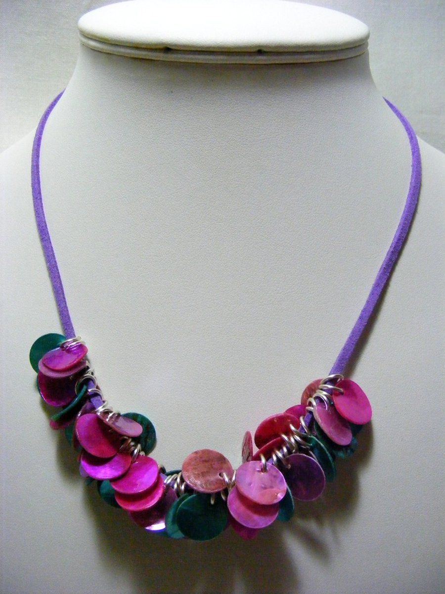 Multi Colour Shell Disc Necklace