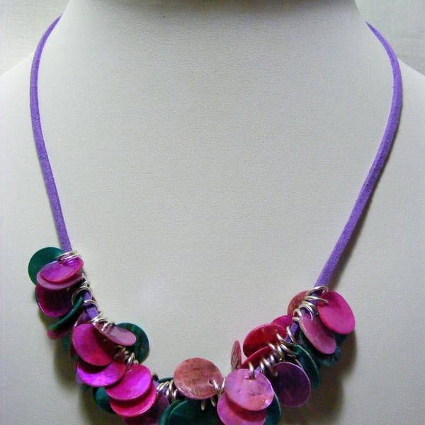 Multi Colour Shell Disc Necklace