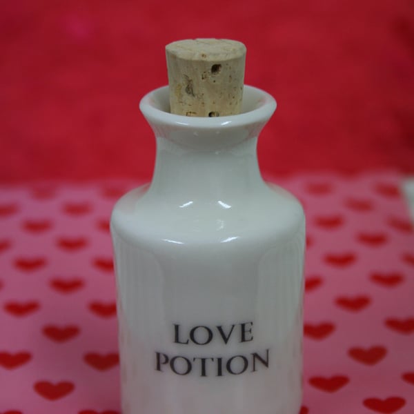 Small porcelain bottle with love potion wording