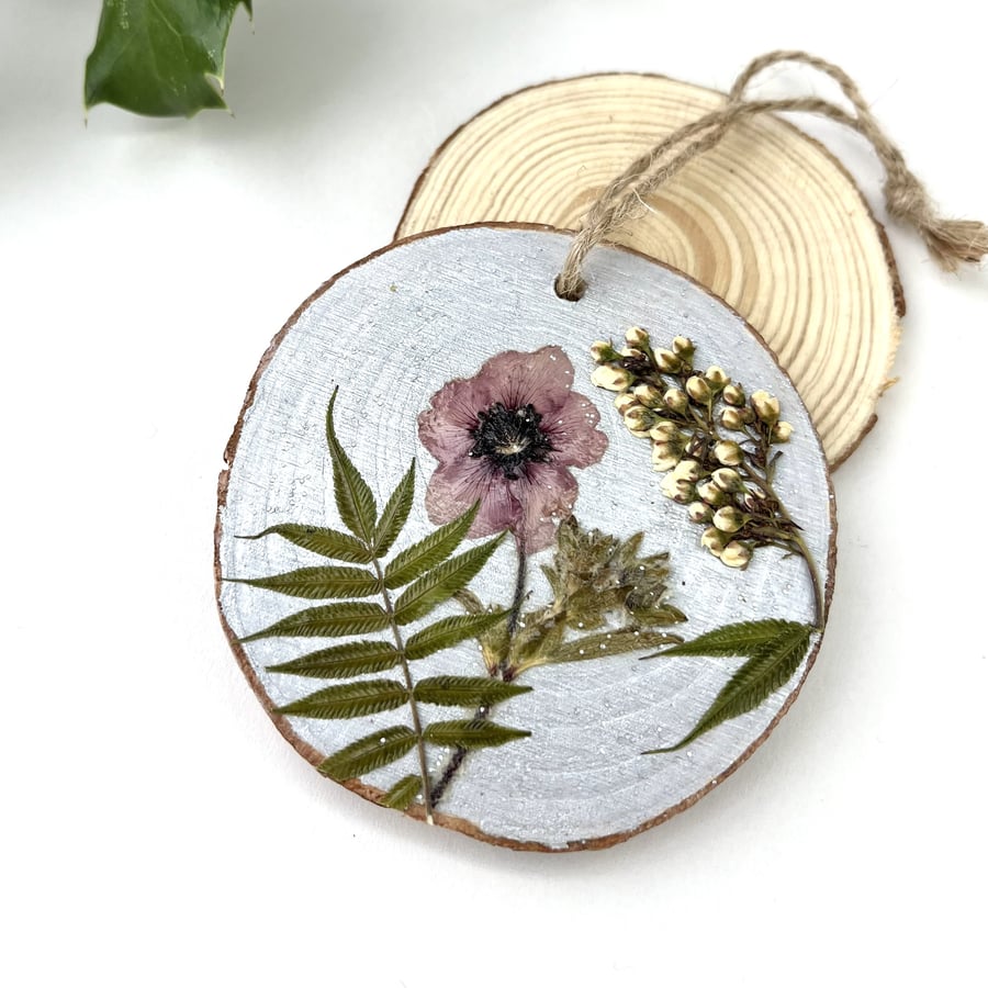 Handmade Pressed Flower Christmas Tree Decoration