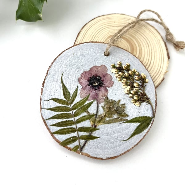 Handmade Pressed Flower Christmas Tree Decoration
