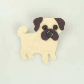 Pug dog Felt Handmade Brooch, Dog Lovers Gift