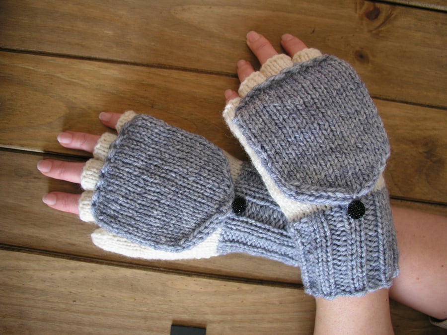 Hand knitted ladies gloves
