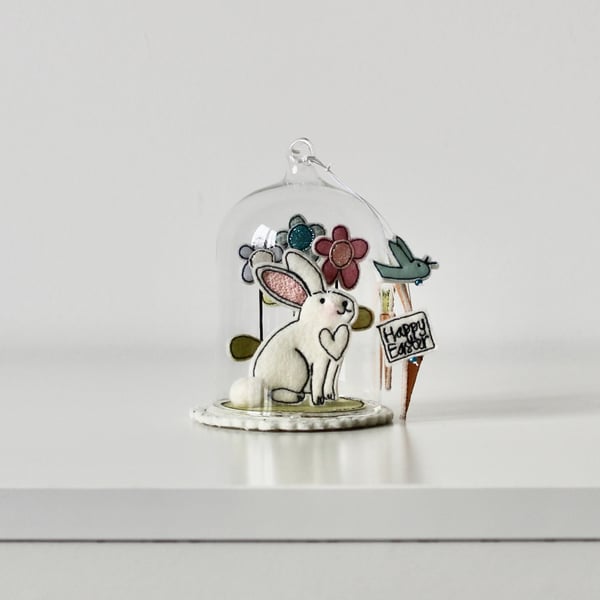 'Happy Easter Bunny'- Glass Dome Decoration