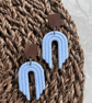 Boho Statement Jewellery - Textured Pastel Blue Rainbow Arch Earrings  - Image 4
