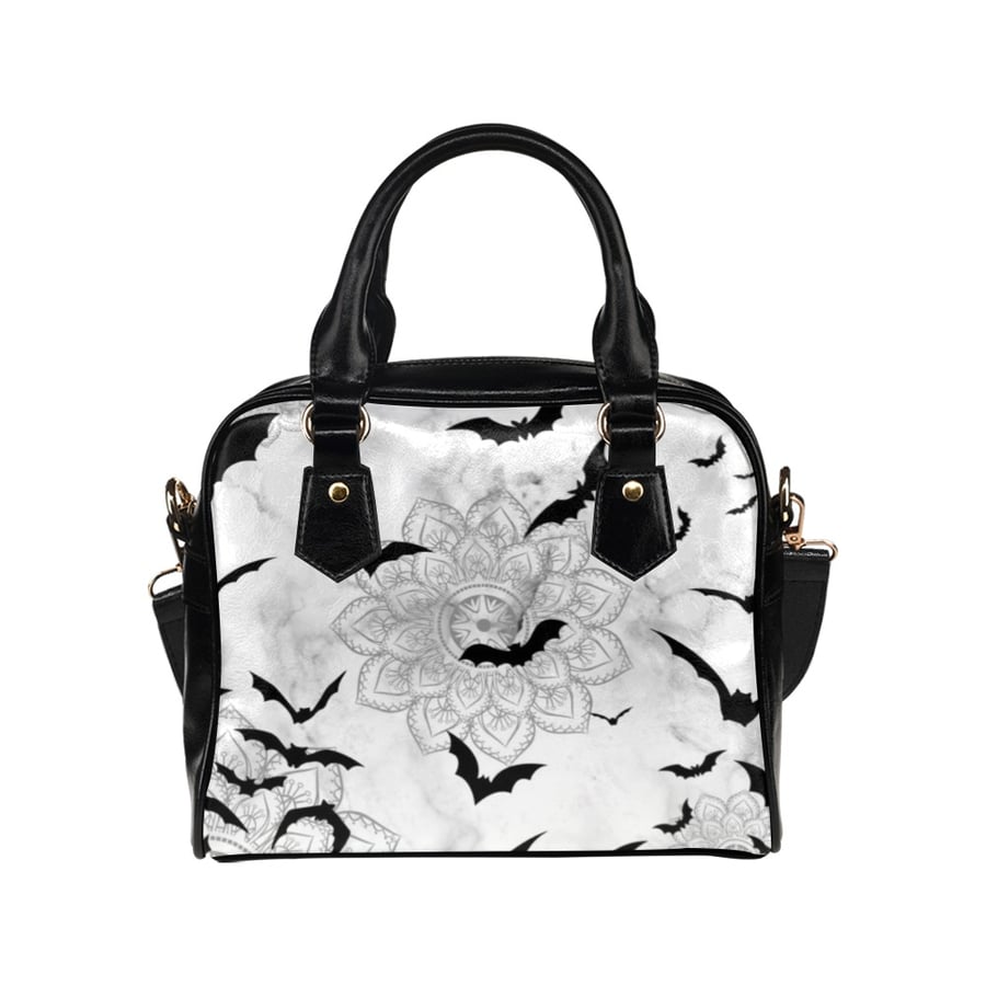 Bat Kingdom Goth Artistic PU Leather Shoulder Bag.