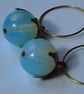 Earrings Opaline and Bronze Petal Caps on Pure hypoalergenic Brass Hoops - Image 6