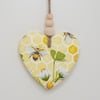 Clay heart hanging decoration decoupaged with bees  