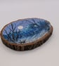 Winter Landscape Painting on Wood Slice - Image 4