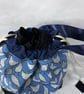 Large Cotton Canvas Drawstring Project Bag Black & Blue Hens - Image 4