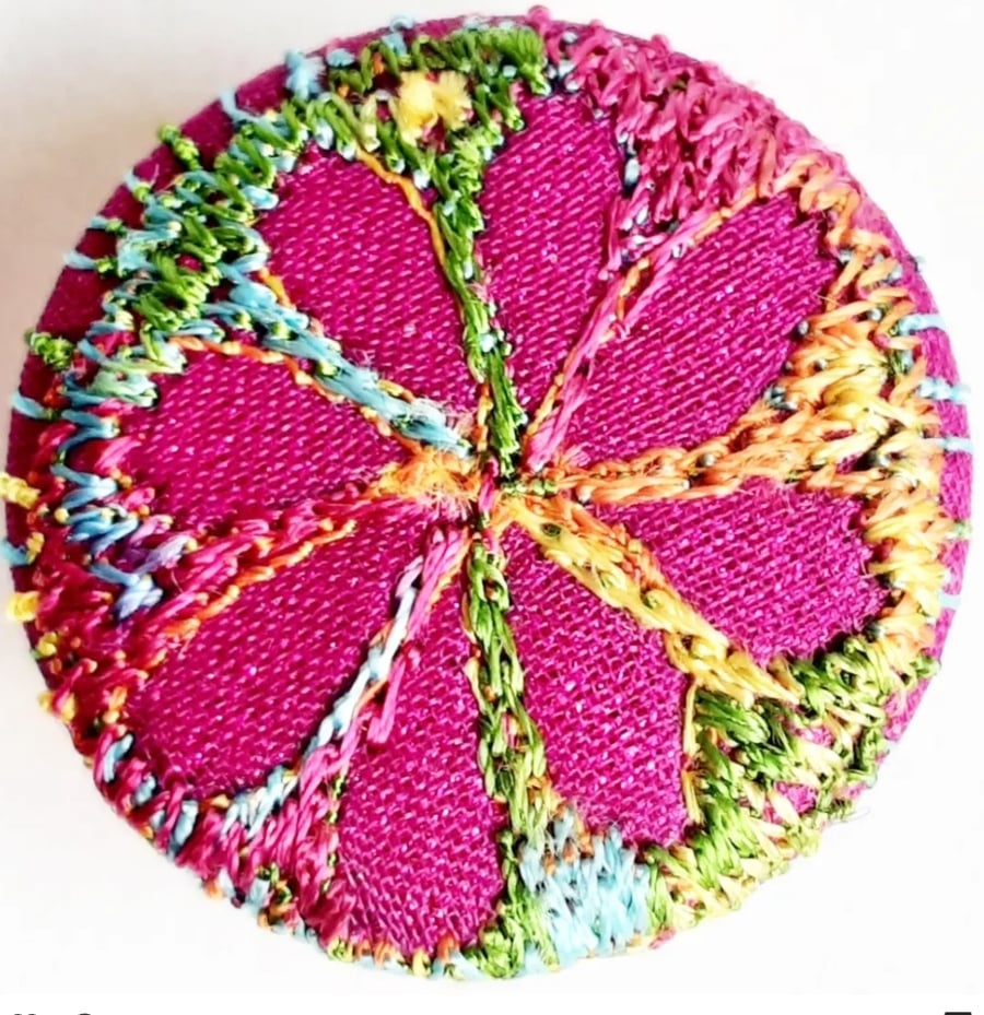 Buttons 1 inch button Hand Dyed Silks and Cottons Free Machine Embroidery Button