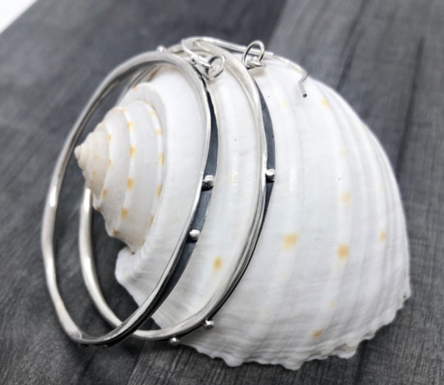 Ebb & Flow Hoop Earrings, silver hoop earring, bubble hoop earrings, bohemian, 