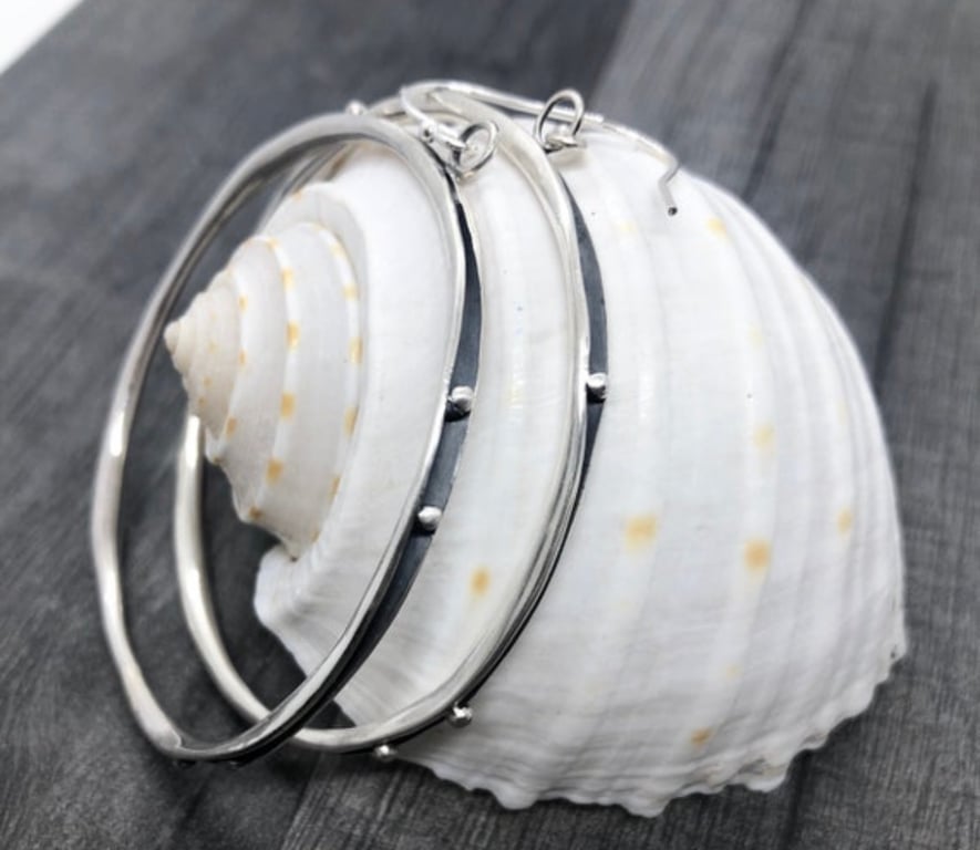 Ebb & Flow Hoop Earrings, silver hoop earring, bubble hoop earrings, bohemian, 