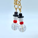 Snowman Gemstone & Gold Plate Earrings, Christmas Jewellery, Stocking Fillers