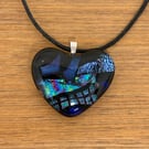 Blue and Green Dichroic Glass Heart Pendant