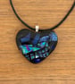 Blue and Green Dichroic Glass Heart Pendant