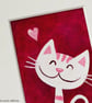 White Cat Valentine Love Hearts Original Painting - Mini Artwork 55mm x 84mm - Image 2