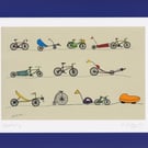 Lots of cycles - A5 print of bicycles - cycles