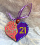 21st birthday hand painted wooden heart - Image 2