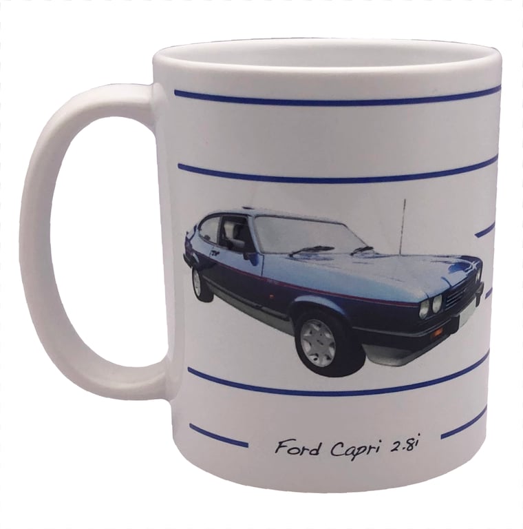 Ford Capri 2.8i 1986 - 11oz Ceramic Mug - Plain or Stripe Design