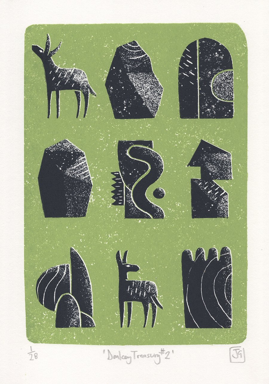 Donkey Treasury No.2 A4 two-colour screen-print