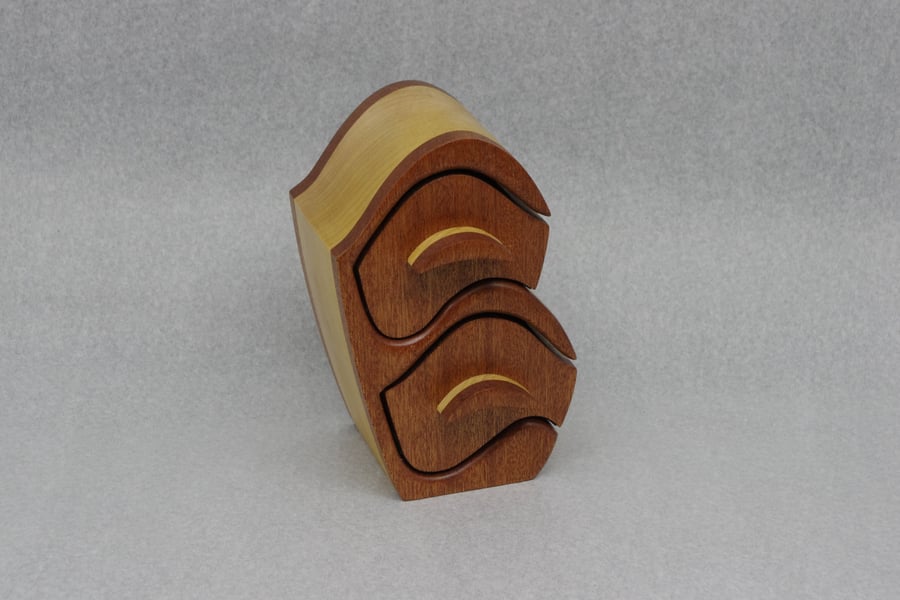 Handmade Wooden Trinket, Jewel Box. Tulip Wood and African Sapele.