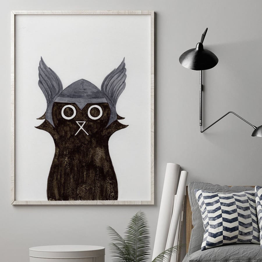 Superhero Wall Print, Thor Cat Print, Wall Art Print, Superhero Poster, Nursery 