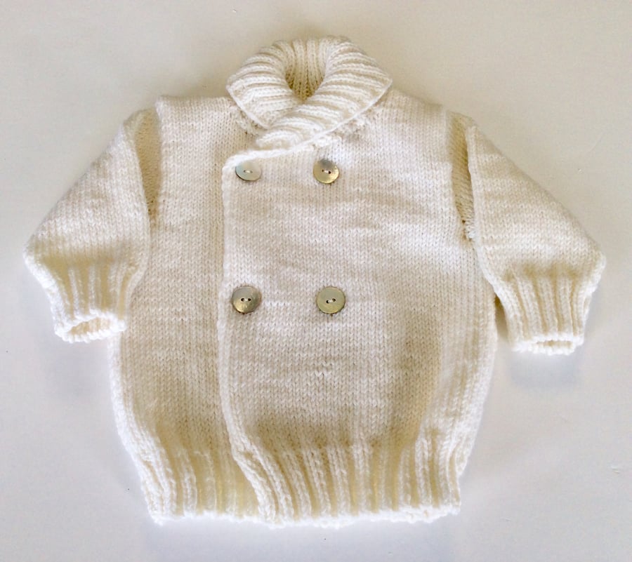 Hand knitted babys merino jacket 
