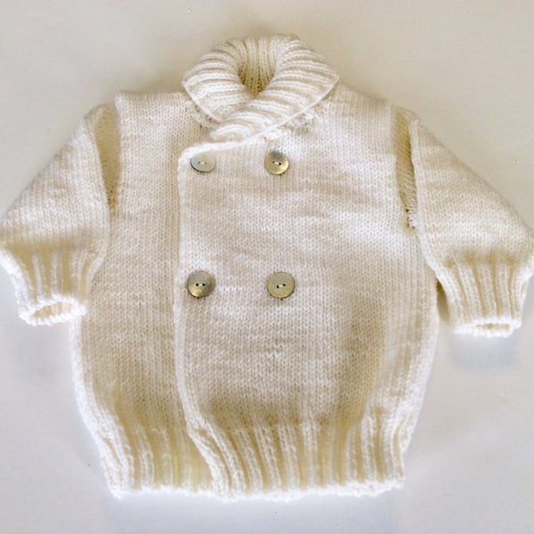 Hand knitted babys merino jacket 