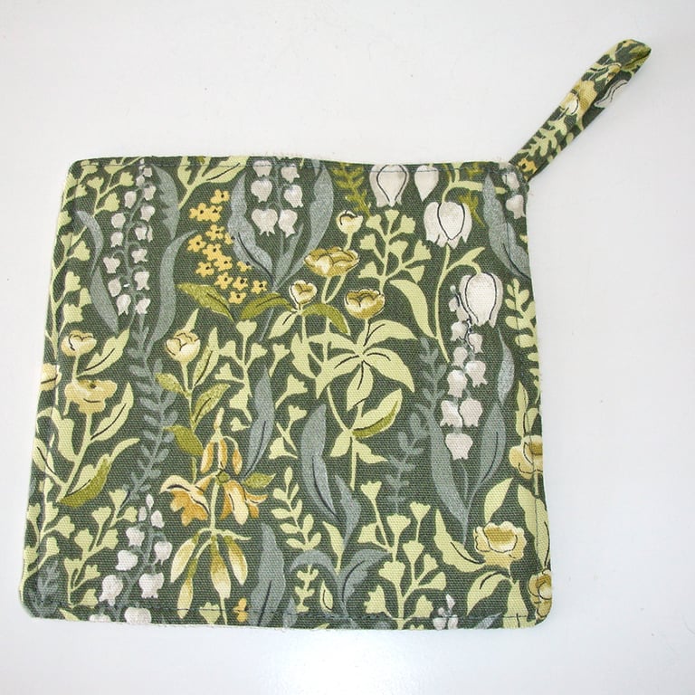 Pot Holder William Morris Green Kelmscott Grab Mat Kitchen Chefs Pad Floral
