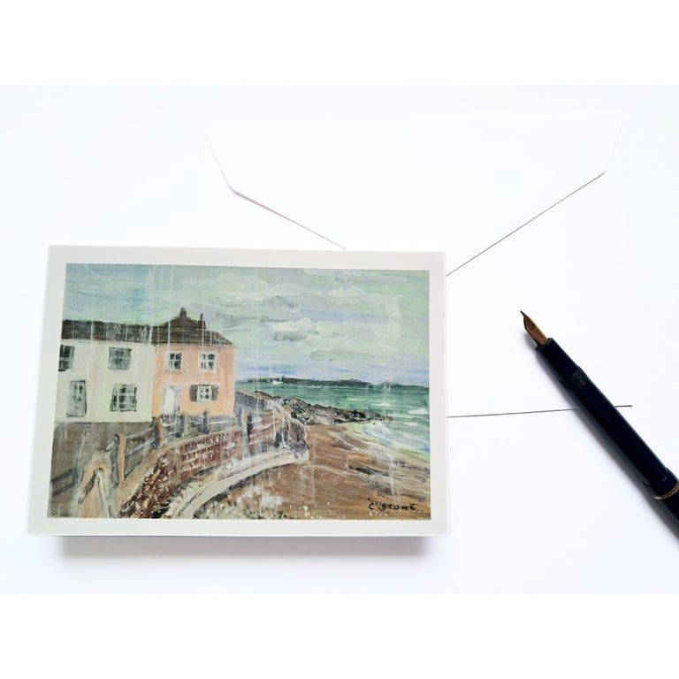 Blank greetings card of Kingsand Cornwall from original painting  size A6