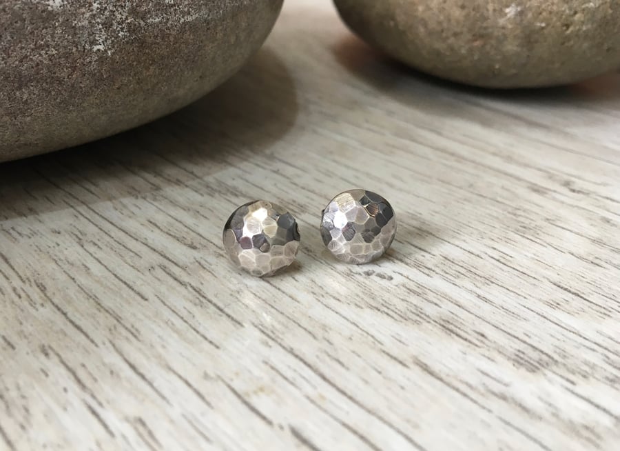 Handmade Silver Luna Stud Earrings