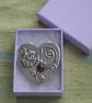 Silver Pewter Strawberry Flower Brooch with Garnet - Image 5
