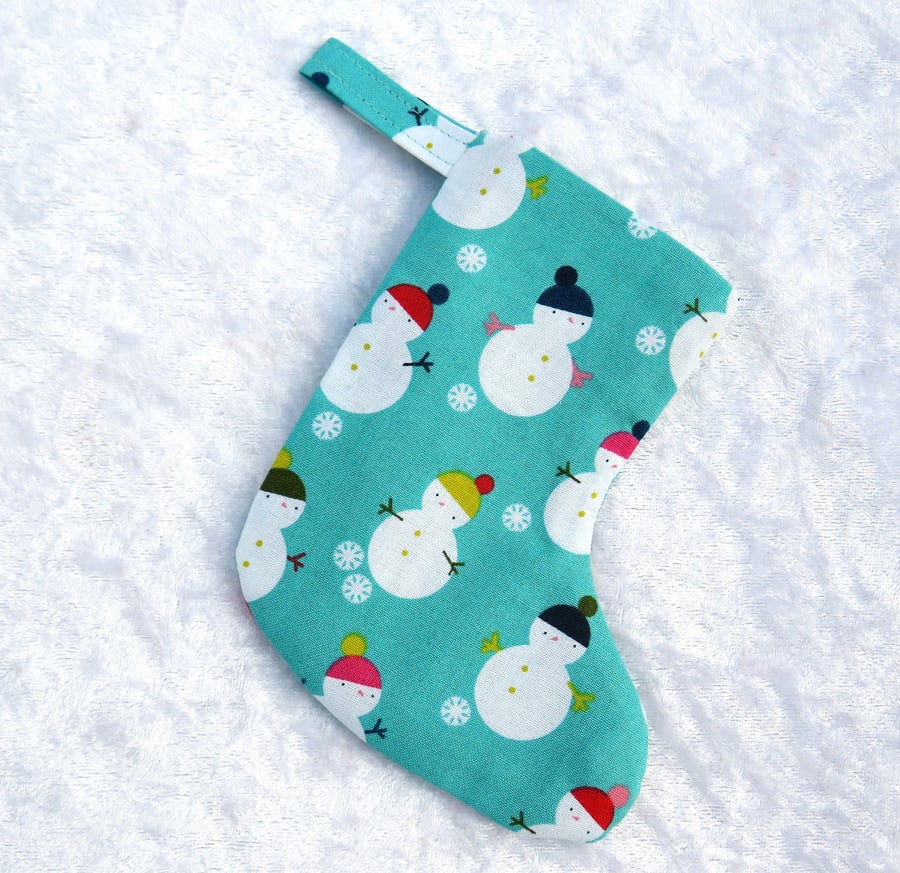 Mini Christmas Stocking,  Snowman design