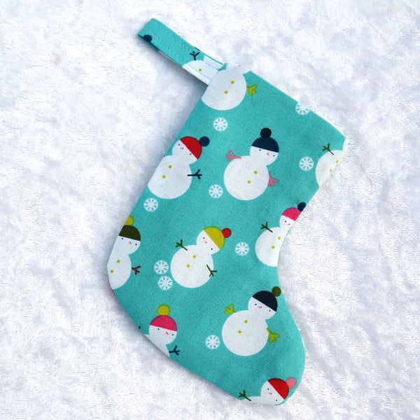 Mini Christmas Stocking,  Snowman design