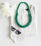 Statement rope jewelry, Grey & Yellow knotted cotton jewellery, Festive Jewelry - Image 3