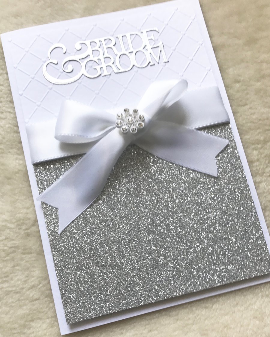 Luxury Handmade Contemporary Bride and Groom Wedding Card