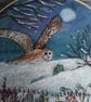 Embroidered barn owl in a winter landscape  - Image 2