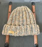 Handmade Crochet Beanie Hat – Grey and Mustard Yellow Mix
