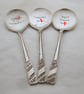 Three Rude Cereal Spoons, Handstamped Dessertspoon Set - Image 1