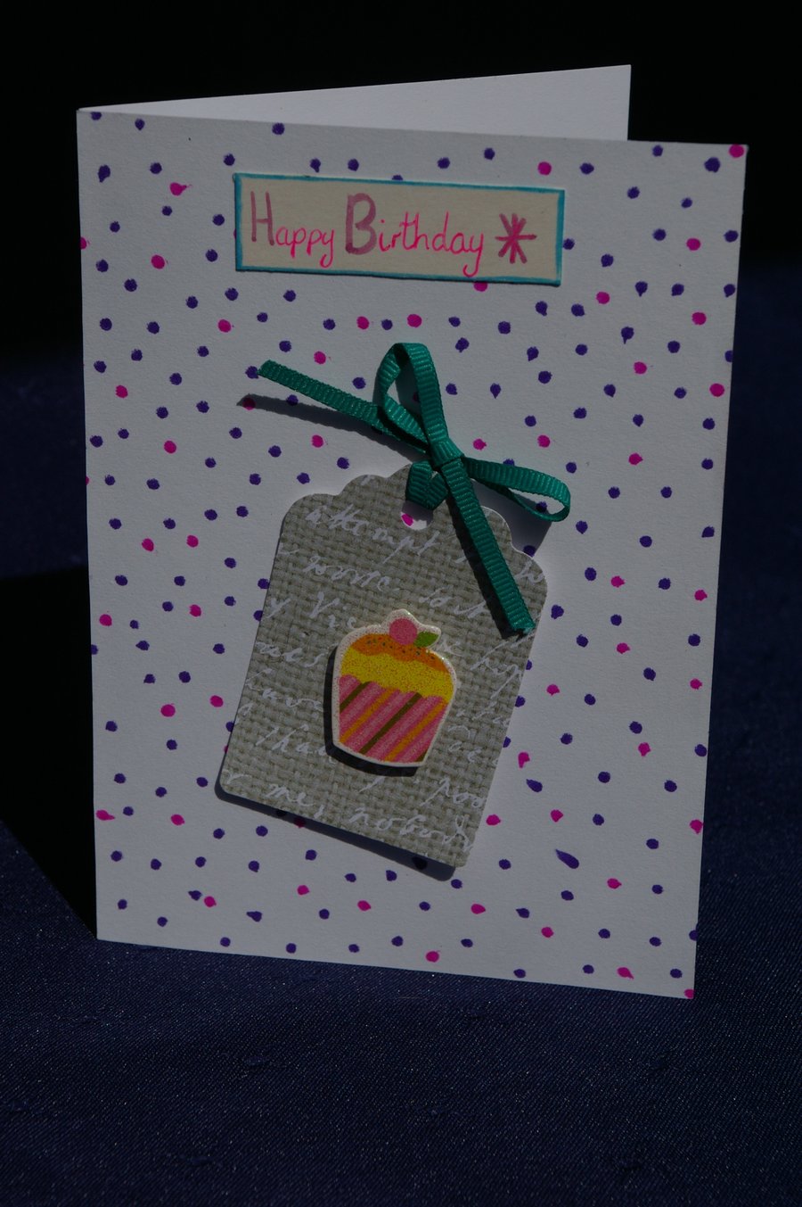 Birthday Card Handmade with Cup Cake Tag