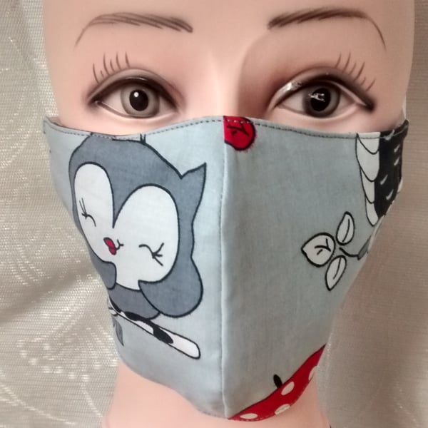 Handmade 3 layers birds reusable adult face mask.
