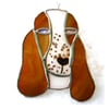 Judy Bigger Basset Dog Suncatcher Stained Glass Brown White 