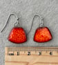 Dazzling Orange Ceramic Earrings; Foraged Bristol Clay, Hypoallergenic Steel Hoo - Image 10