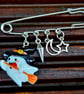 Safety Pin Brooch Badge silver charms alternative emo spooky-cute ghost