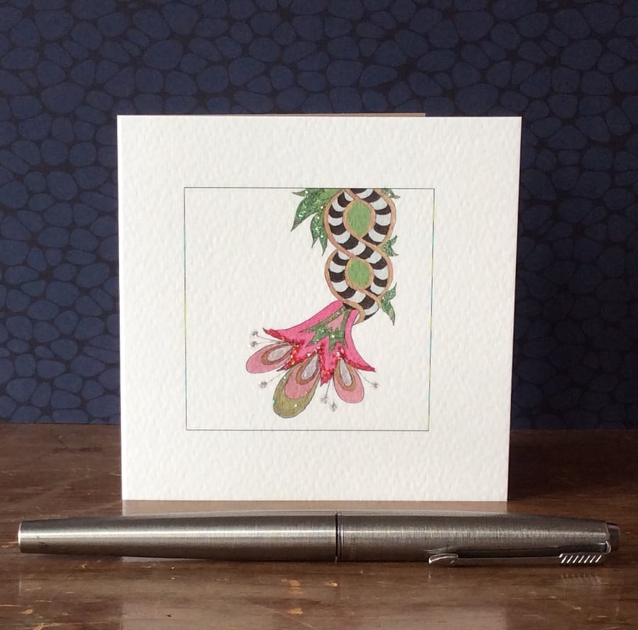 Flower printed blank Art Card. 