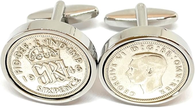 1946 Sixpence Cufflinks 80th birthday. Original sixpence coins Great HT