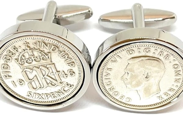 1946 Sixpence Cufflinks 80th birthday. Original sixpence coins Great HT