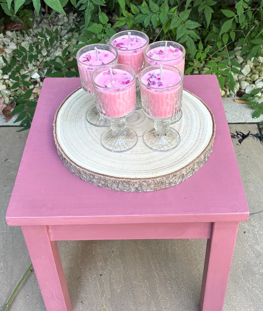 Set of Five Soy Wax Candles in Glasses -  Sugared Almond Scent