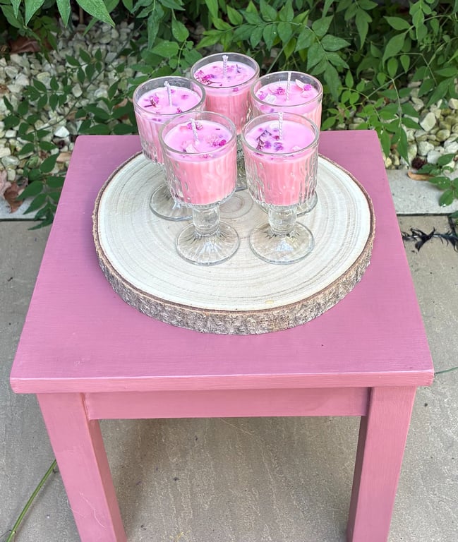 Set of Five Soy Wax Candles in Glasses -  Sugared Almond Scent